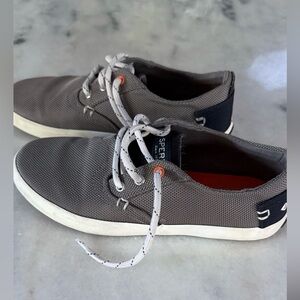 Sperry Top Slider- Boys Gray and Navy Boat Shoes- Size 2M